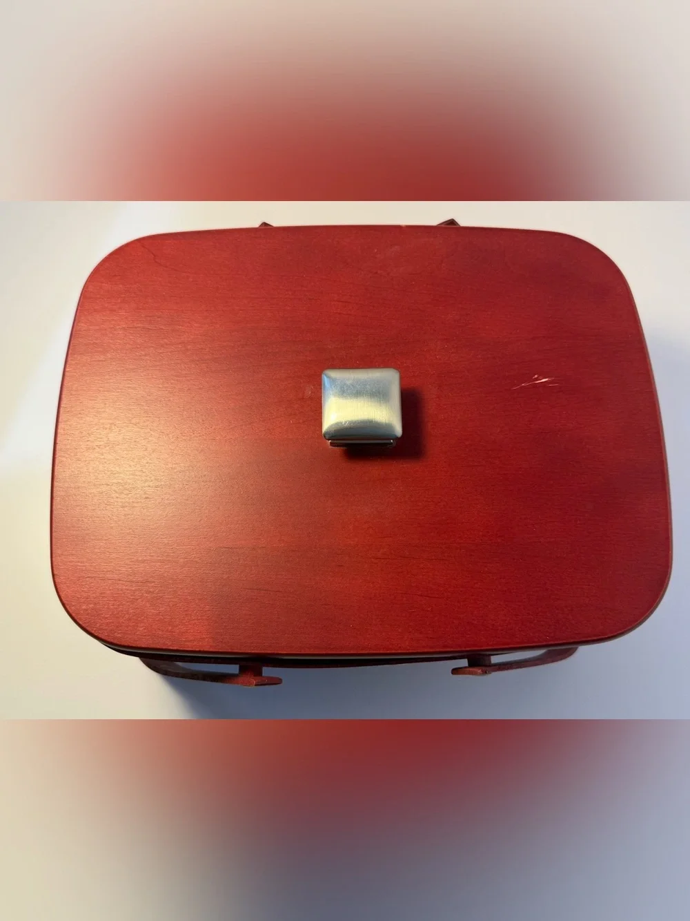 Longaberger Red Woven Memory Basket 2006 with Metal Nameplate and plastic liner